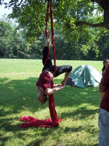 Meghan with aerial silks